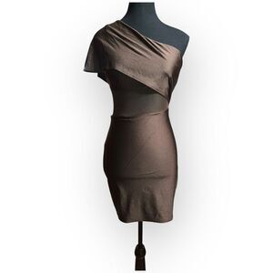 NWOT City Triangles Womens One-Shoulder Mini Dress Brown Size XS